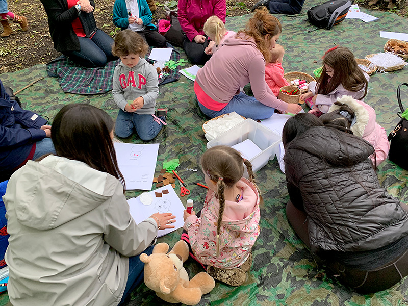Photo of a teddy bears' picnic for pre-schoolers in Savages Wood.