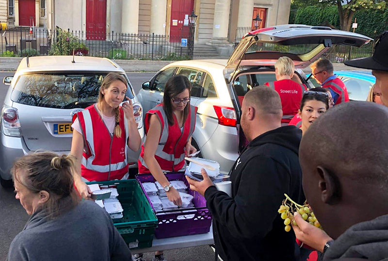 Photo of staff from Aztec Hotel & Spa working with Street Life.