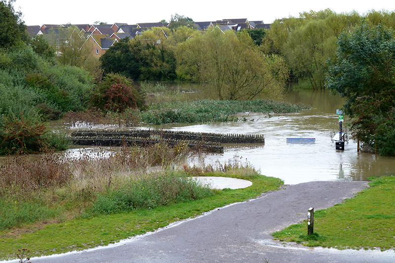 Photo of flooding at the Three Brooks Lake on Friday 11th October 2019.