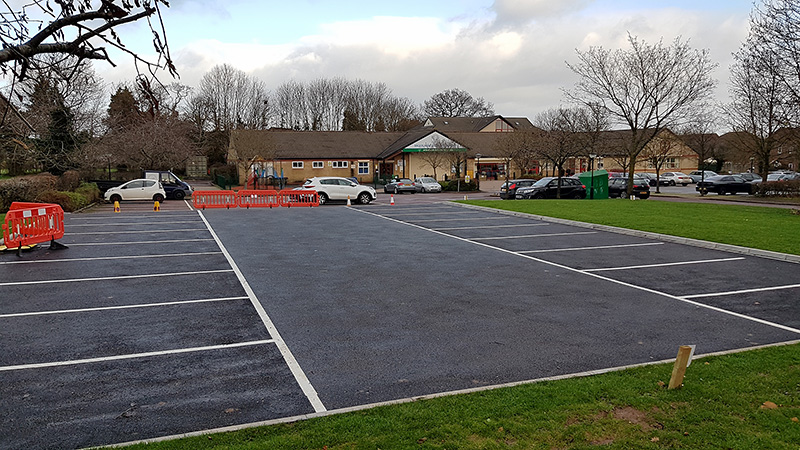Photo of the new car park extension at Brook Way Activity Centre (looking north).