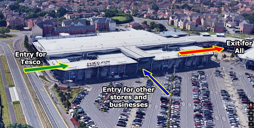 Annotated 3D-view showing customer movement plan.