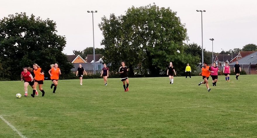 Photo of Bradley Stoke Ladies FC players training at the Jubilee Centre.