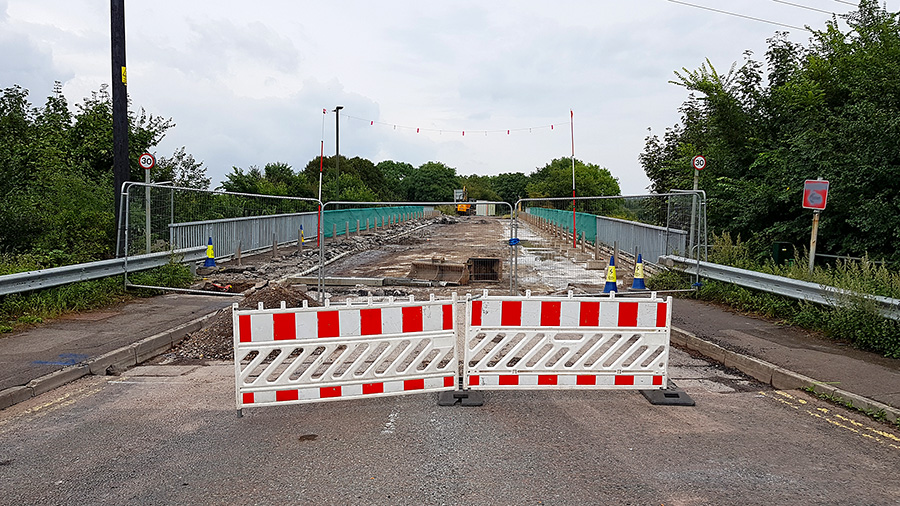 Photo of the Trench Lane bridge closed for repairs.