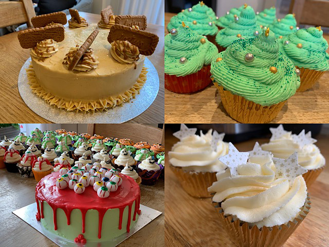 A selection of cakes created by Pearl Bruford. Collage of cakes created by Pearl Bruford.