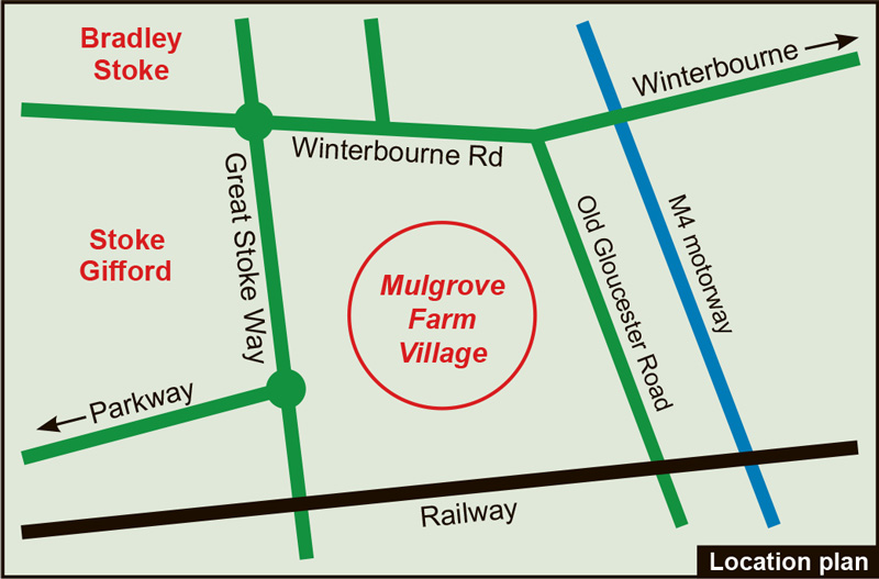 Map showing location of Mulgrove Farm Village.