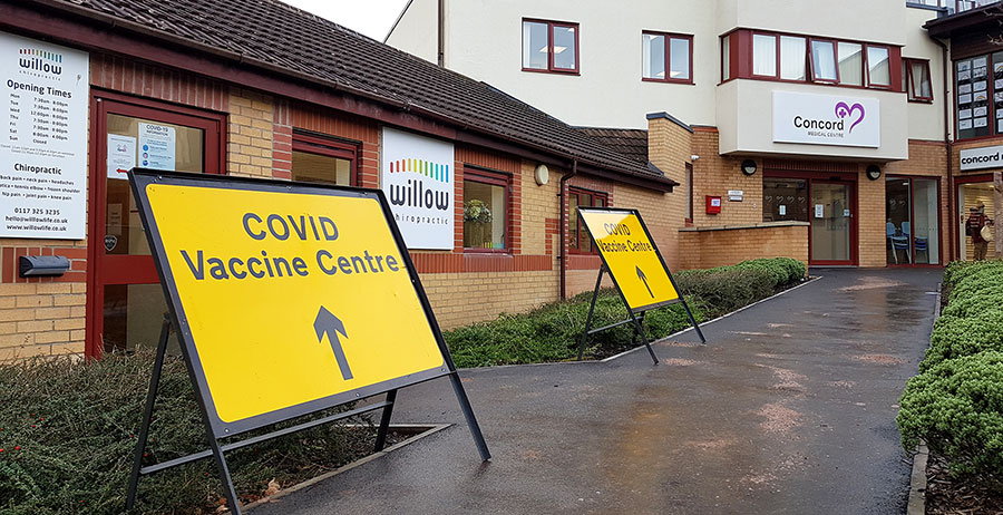 Covid-19 vaccination centre at Concord Medical Centre, Little Stoke. Photo of the Covid-19 vaccination centre.