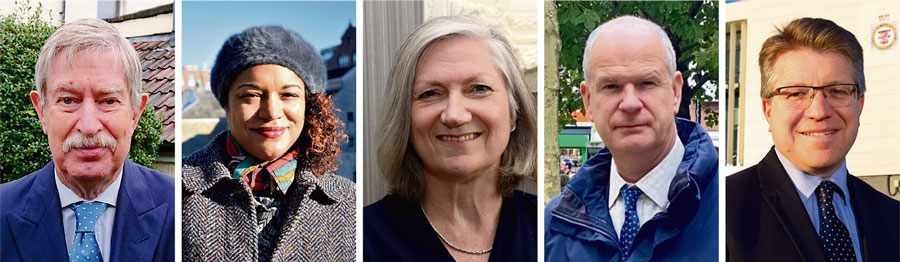 2021 Avon and Somerset Police and Crime Commissioner election candidates. Photos of the five candidates.