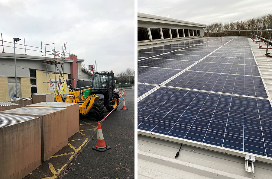 Photos of panels being installed.