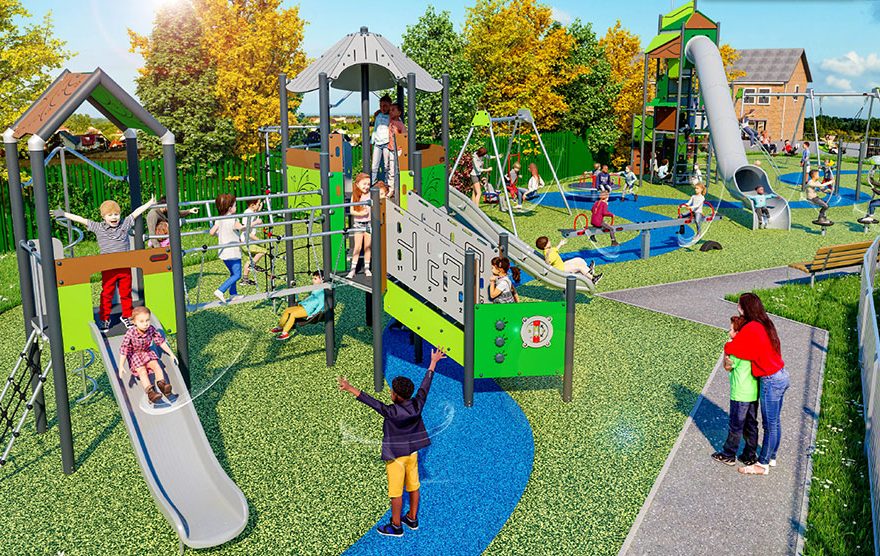 3D visualisation of a play park.