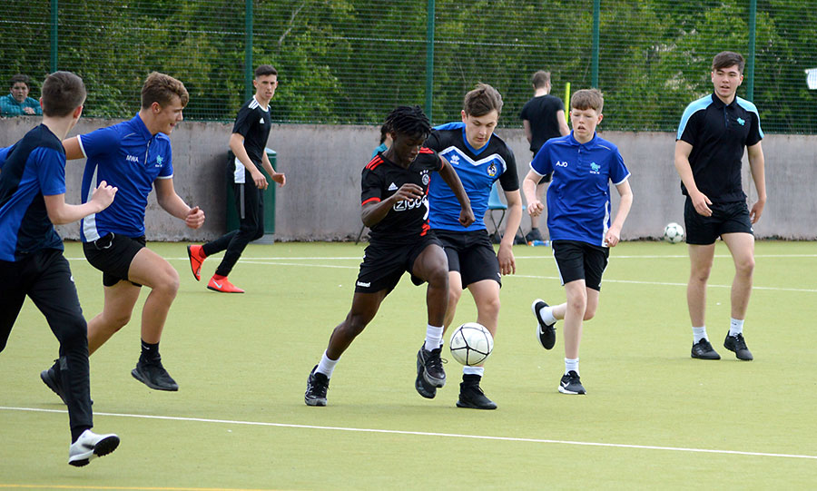 Photo of a football game in progress.