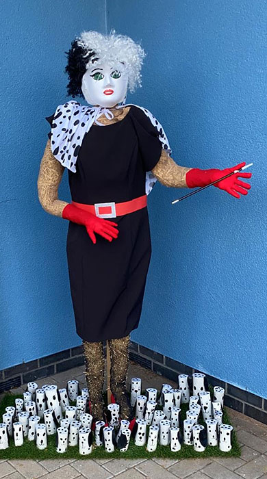 Mayor's Favourite Scarecrow (joint winner): Cruella de Vil. Photo of a scarecrow in the form of animation film character Cruella de Vil.