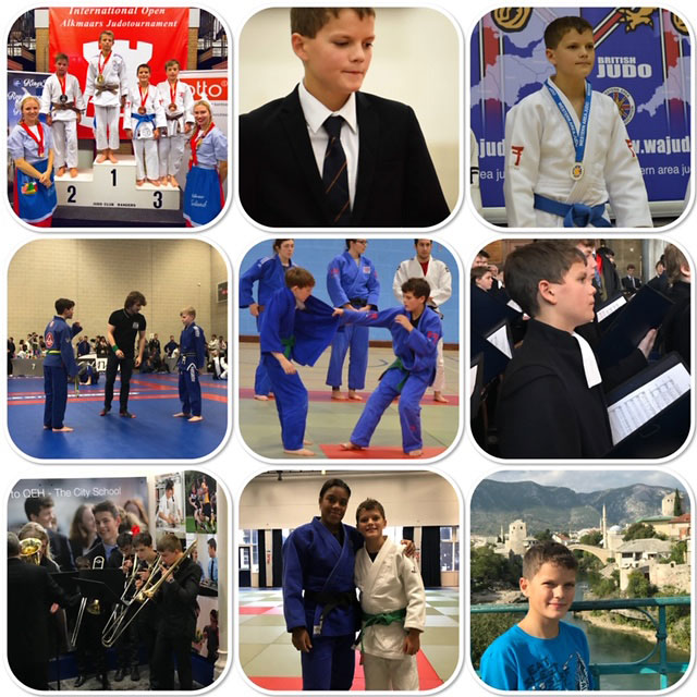 James Smith taking part in various activities. Photo collage showing various activities.