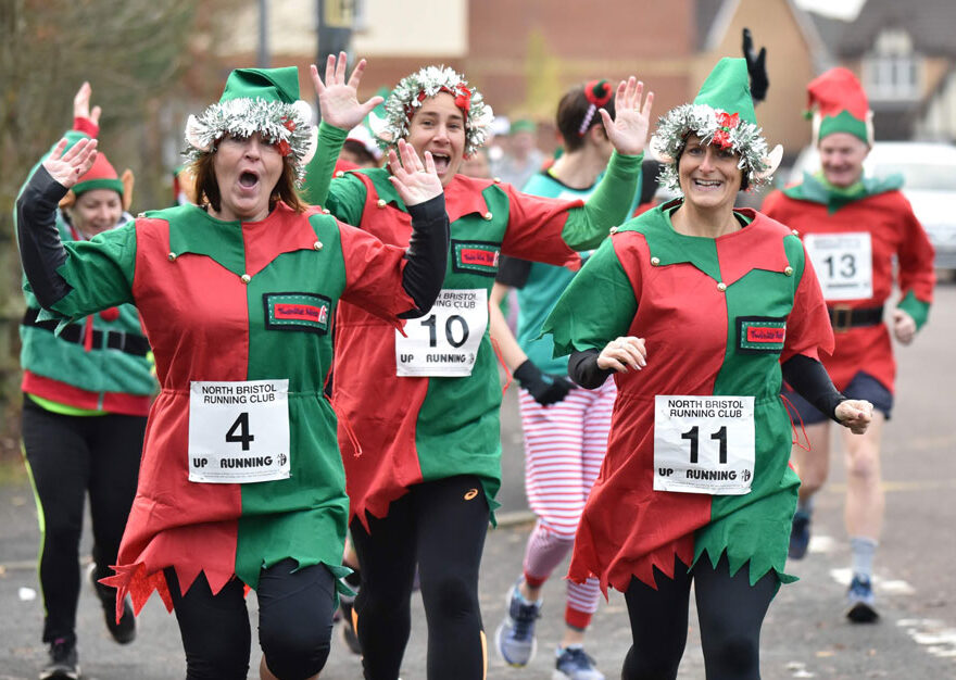 Photo of a group of runners dressed as elves.