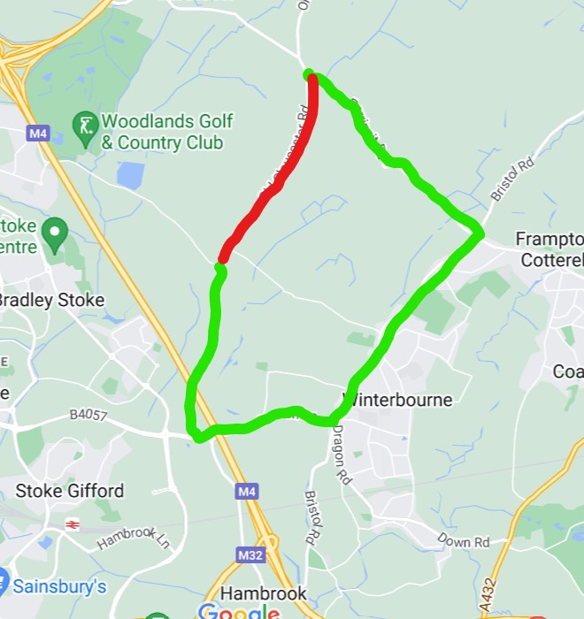 Map showing location of a road closure.